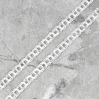 Цепочка серебряная "Бисмарк плоский" белая 4 мм, 65 см