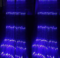 Світлодіодна Гірлянда-штора електрична на 280 Led великих матових "Водоспад" синя 3*1.5 м