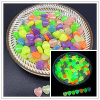 Намисто Finding Серце пласке Різні кольори світиться в темряві 10 мм Ціна за 50 шт