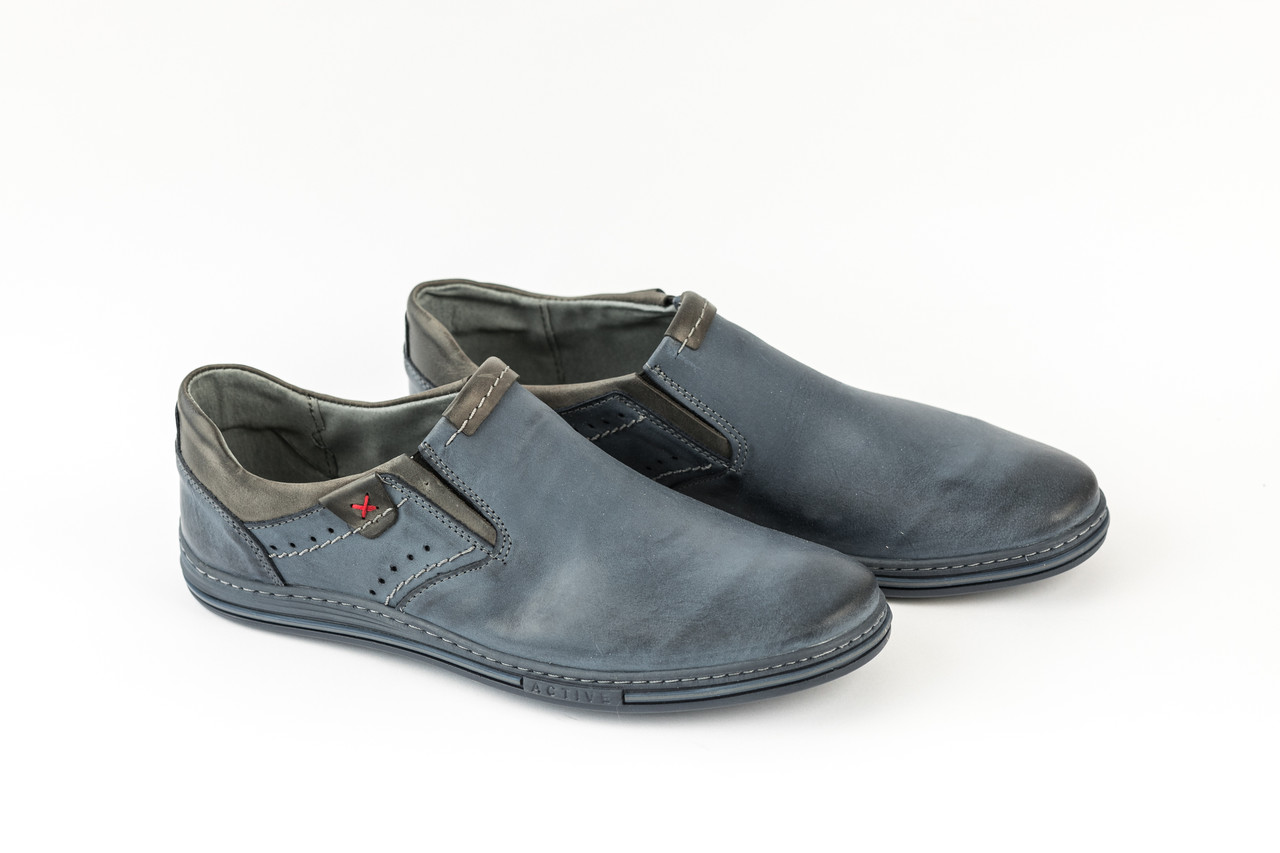 Шкіряне взуття Polbut синій колір 48 розмір - довжина устілки 31,5 см