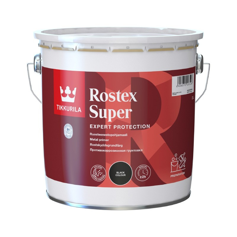 Tikkurila Rostex Super - протикорозійна ґрунтовка для металу (Червоно-коричневий), 1 л