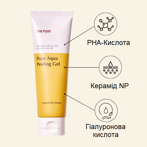 Пілінг-гель з PHA-кислотою для сяйва шкіри Manyo Pure Aqua Peeling Gel Пілінг-гель з PHA-кислотою для сяйва шкіри Manyo Pure Aqua Peeling Gel