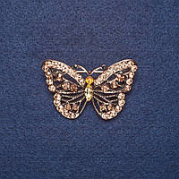 Брошь "Бабочка" в золотистых стразах цвет металла золото 4,5х3см