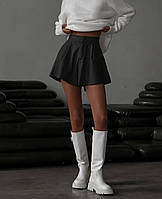 Женские стильные базовые однотонные свободные шорты с эко-кожи (черный, беж, мокко)
