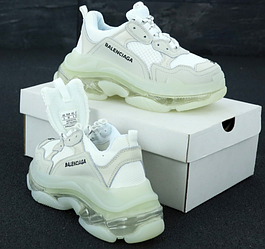 Кросівки жіночі Balenciaga Triple S Clear Sole White Women Баленсіага кросы білі взуття снікерси