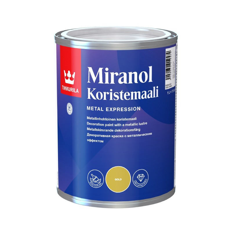Tikkurila Miranol Koristemaali - акрилова фарба для декоративних робіт (Золотистий), 0,1 л