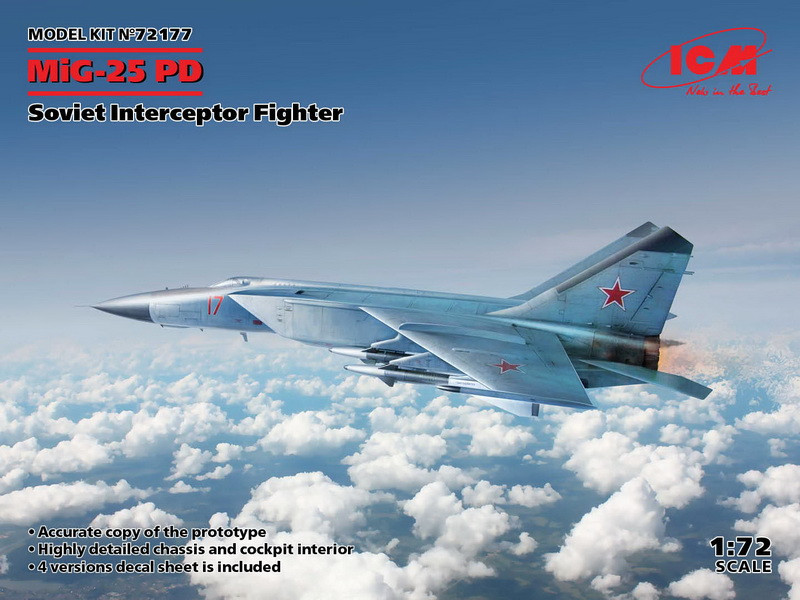 Пластикова модель 1/72 ICM 72177 Радянський винищувач-перехоплювач МіГ-25 ПД