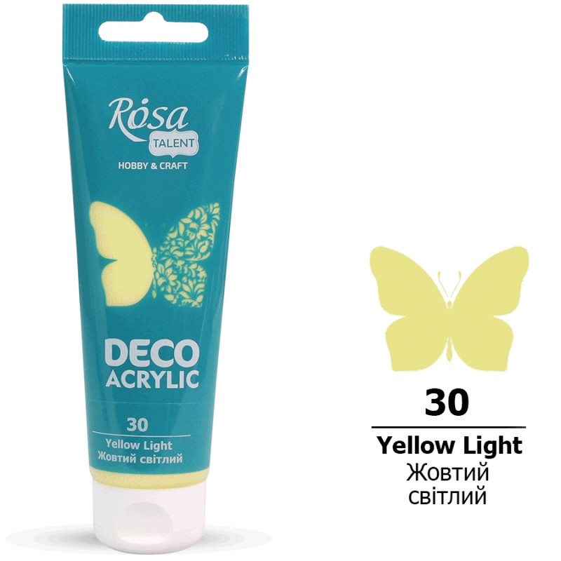 Акрил для декору жовтий світлий матовий 75 мл Rosa Talent, 322230, фото 1
