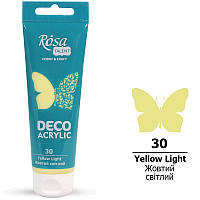Акрил для декору жовтий світлий матовий 75 мл Rosa Talent, 322230