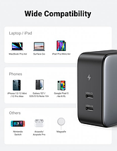 Мережевий зарядний пристрій для Ugreen CD254 100 W 2xType-C GaN PD Fast Charger (Black), фото 3