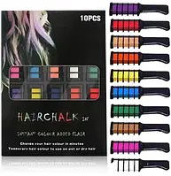 Набір крейди для волосся 10 шт., "Hair chalk" Різнобарвні барвники гребінець для дітей і дорослих