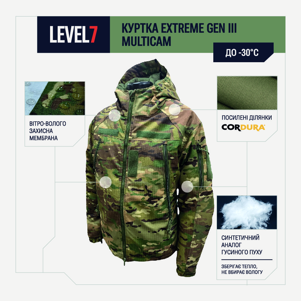 Зимова куртка Мультикам Level 7 Extreme Gen III Multicam
