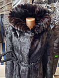 Шуба жіноча натуральна з капюшоном розмір 48 шуба натуральна шуба з кози, фото 8