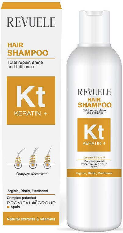 Відновлюючий шампунь для блиску та сяйва волосся Revuele Keratin+ 200мл