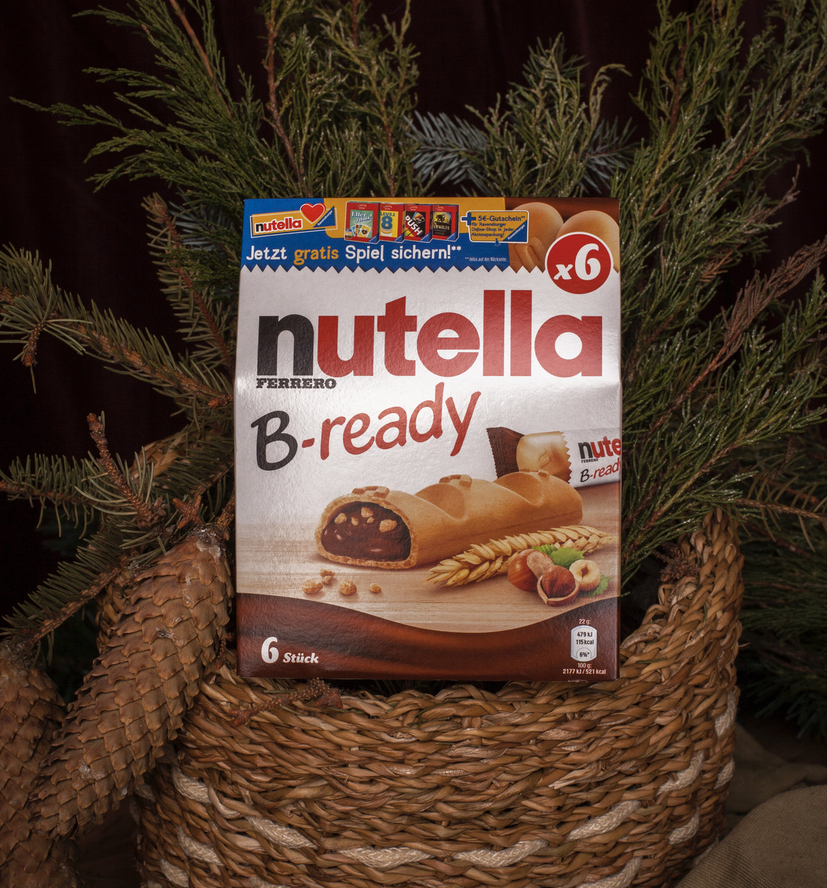 Батончики 🌰 Nutella "Bready" 6шт. 132 гр. Німеччина