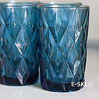 Набор винтажных стаканов синего цвета "Сапфир" (350мл, 6шт)