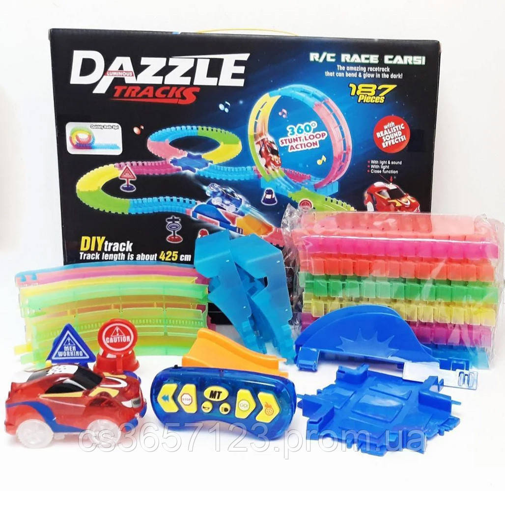 Детский трек для машинок 187 деталей на пульте управления DAZZLE TRACKS / Игрушечный трек для машинок - фото 1 - id-p1729736105