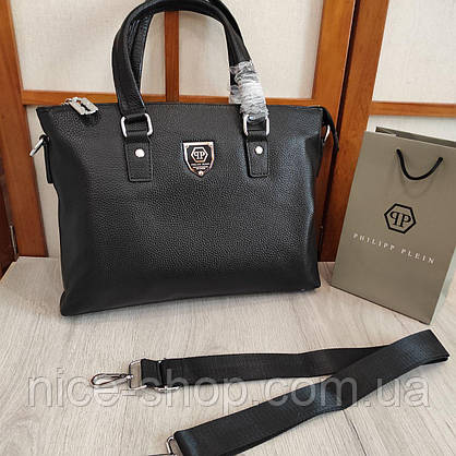 Сумка шкіряна для документів і ноутбука Philipp Plein, фото 3