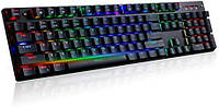 Механічна ігрова клавіатура Teamwolf RGB, 104 повні клавіші, професійні сині перемикачі Anti-Ghosting