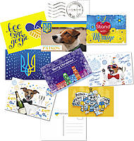 Набір новорічних листівок Apriori 8 шт., 10 на 15 см, Пес Патрон, "З Новим роком!" , "З Різдвом", Україна