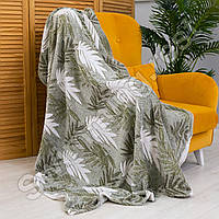 М'який Плед з мікрофібри 180х200 см Плед Сніжок приємний до тіла травичка