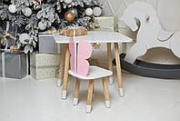 Білий прямокутний столик та стільчик дитячий рожевий метелик з білим сидінням. Білий дитячий столик, фото 4