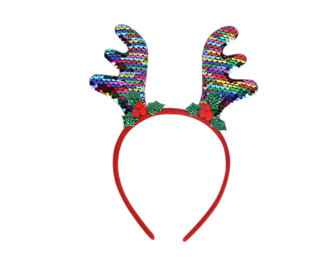 Новорічний обідок вушка оленя різнобарвні,обруч