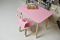 Рожевий прямокутний столик і стільчик дитячий корона. Рожевий дитячий столик, фото 2