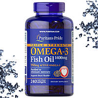 Рыбий жир Puritan's Pride Triple Strength Omega-3 Fish Oil 1400 мг 240 гелевых капсул