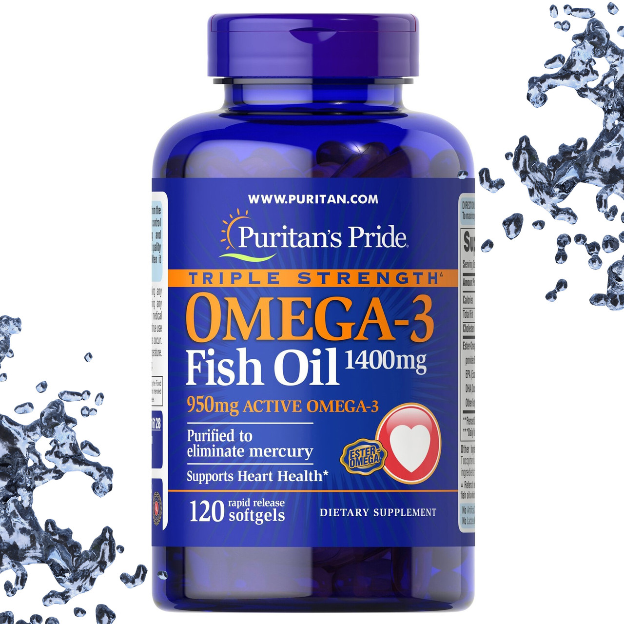 Риб'ячий жир Puritan's Pride Triple Strength Omega-3 Fish Oil 1400 мг 120 гелевих капсул