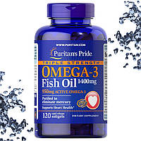 Риб'ячий жир Puritan's Pride Triple Strength Omega-3 Fish Oil 1400 мг 120 гелевих капсул
