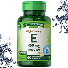 Вітамін Е Nature's Truth Vitamin E 450 мг (1000 IU) 60 гелевих капсул