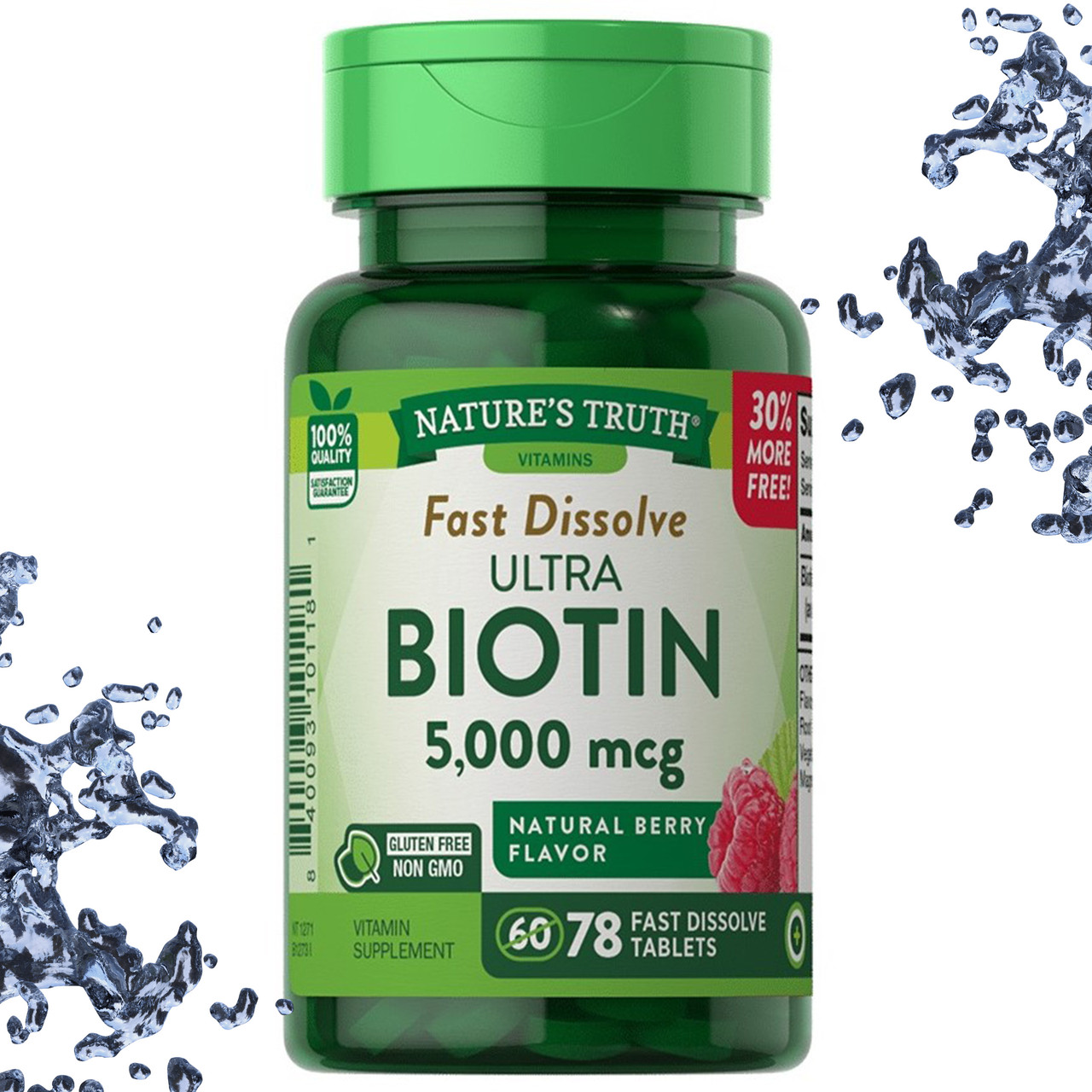 Біотин Nature's Truth Biotin 5.000 мкг 78 таблеток (Ягідний смак), фото 1