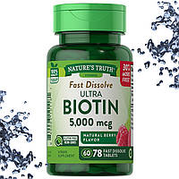 Біотин Nature's Truth Biotin 5.000 мкг 78 таблеток (Ягідний смак) (терміни до 04.2024)