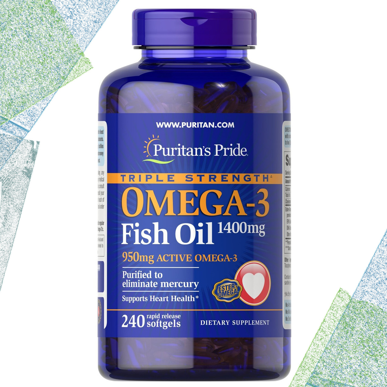 Риб'ячий жир Puritan's Pride Triple Strength Omega-3 Fish Oil 1400 мг 240 гелевих капсул