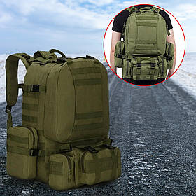 Тактичний рюкзак з підсумками B08 oliva 55L