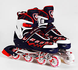Роликові ковзани світні PU-коліщата в коробці Best Roller 30-33 Dark blue Red (116754), 7538231 — 767