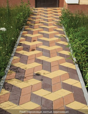 Тротуарная плитка Золотой Мандарин "Ромб" (150х150мм), цвет Персиковый, Коричневый