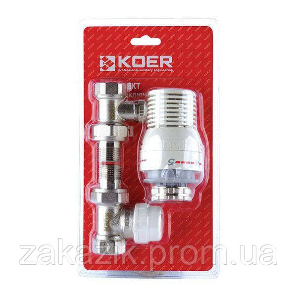 Комплект для Подключения Радиатора 1 2 Прямой с Термоголовкой KOER KR ...