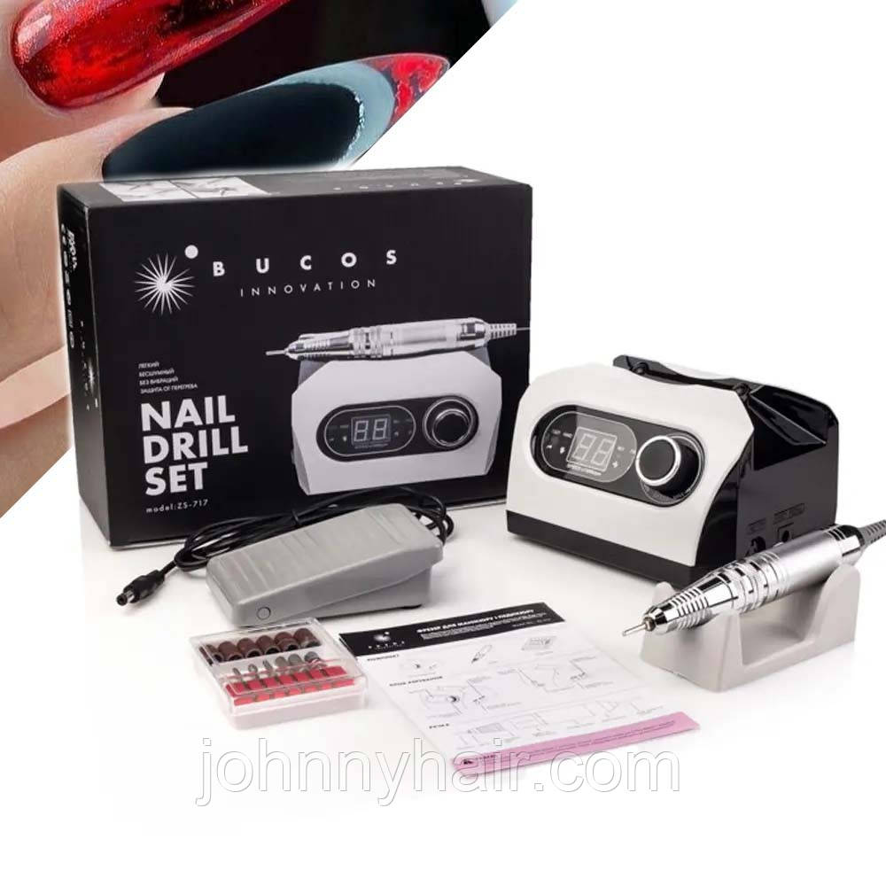 Фрезер Bucos Nail Drill ZS-717 Pro White (35000/65W) укр. інструкція + 6 фрез, фото 1
