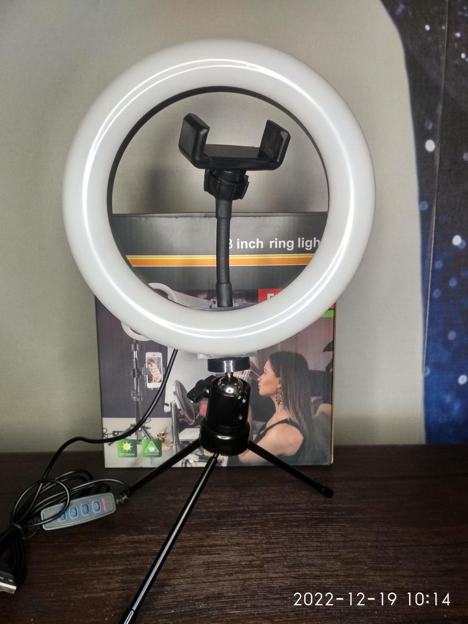 Кільцева лампа 20см Led USB косметологічна на тринозі селфи, візаж настільна 5вт
