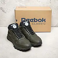 Зимові шкіряні черевики Reebok кольору хакі (українське виробництво)