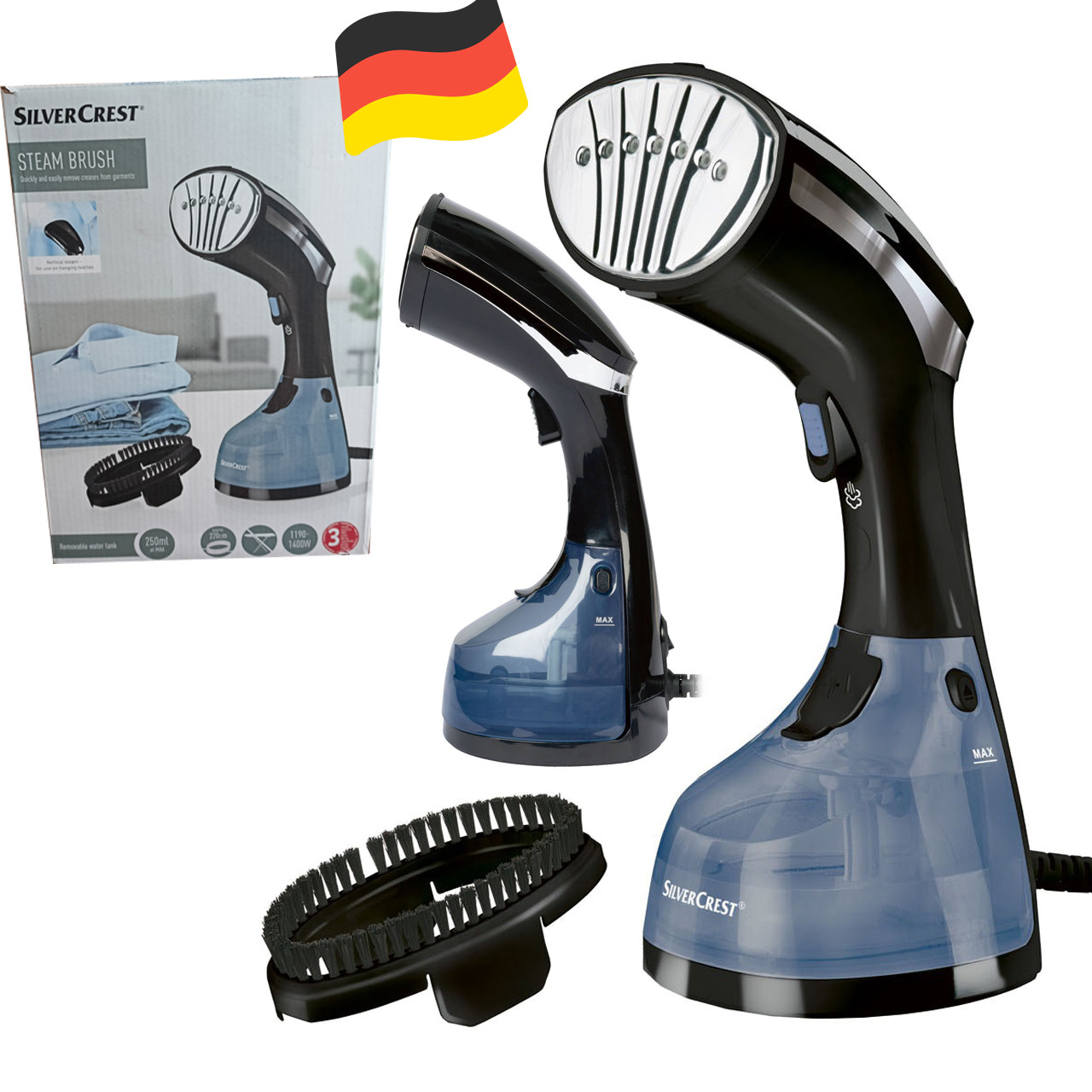 Парова праска, відпарювач для одягу зі щіткою SilverCrest SDMF 1300 B1 Black/Blue (1400 Вт, Німеччина), фото 1