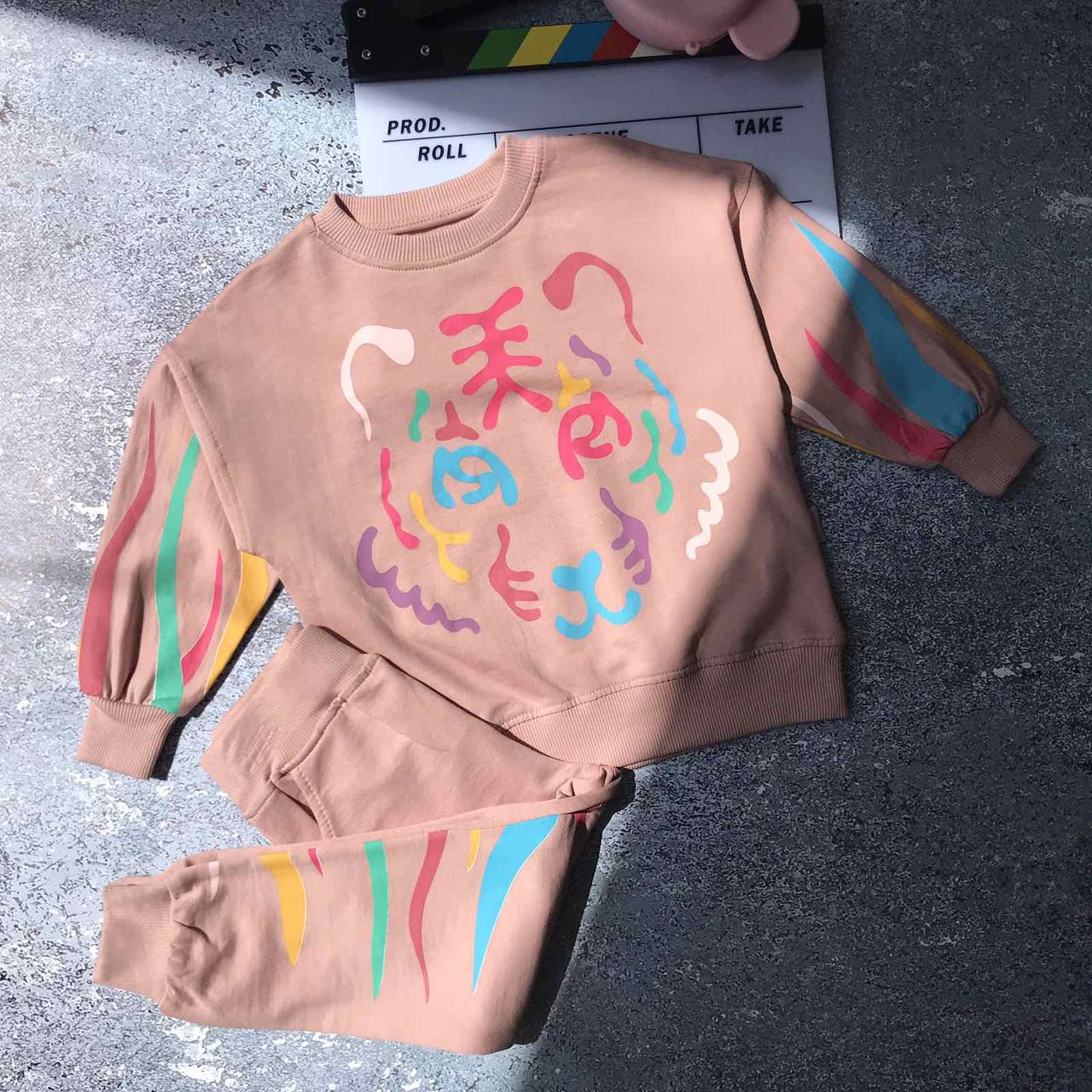 Спортивний костюм на дівчинку з тигром Пудровий 918, 163, Limones, Пудровий, Дівчинка, Весна Осінь, 104, фото 1