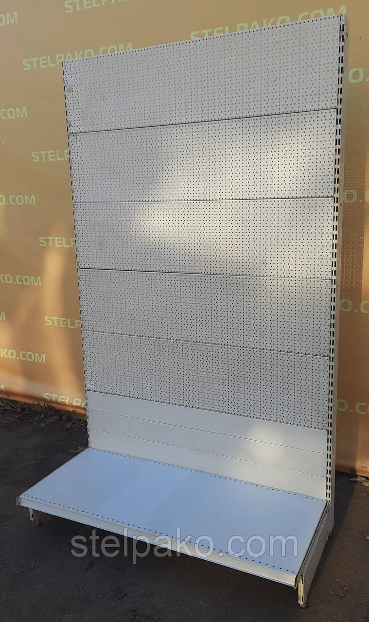 Торгові перфоровані стелажі «Інтрак» 210х125 см., подіум 48 см., Б/у, фото 1