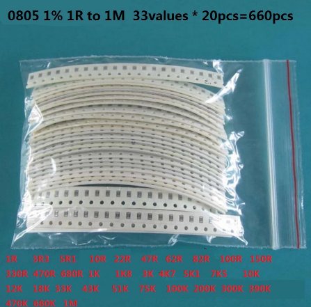 Комплект SMD 0805 резисторів ( 1R ~ 1M) 660шт.