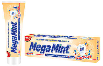 Зубна паста профілактична для захисту емалі та ясен Anti-plaque Mega mint