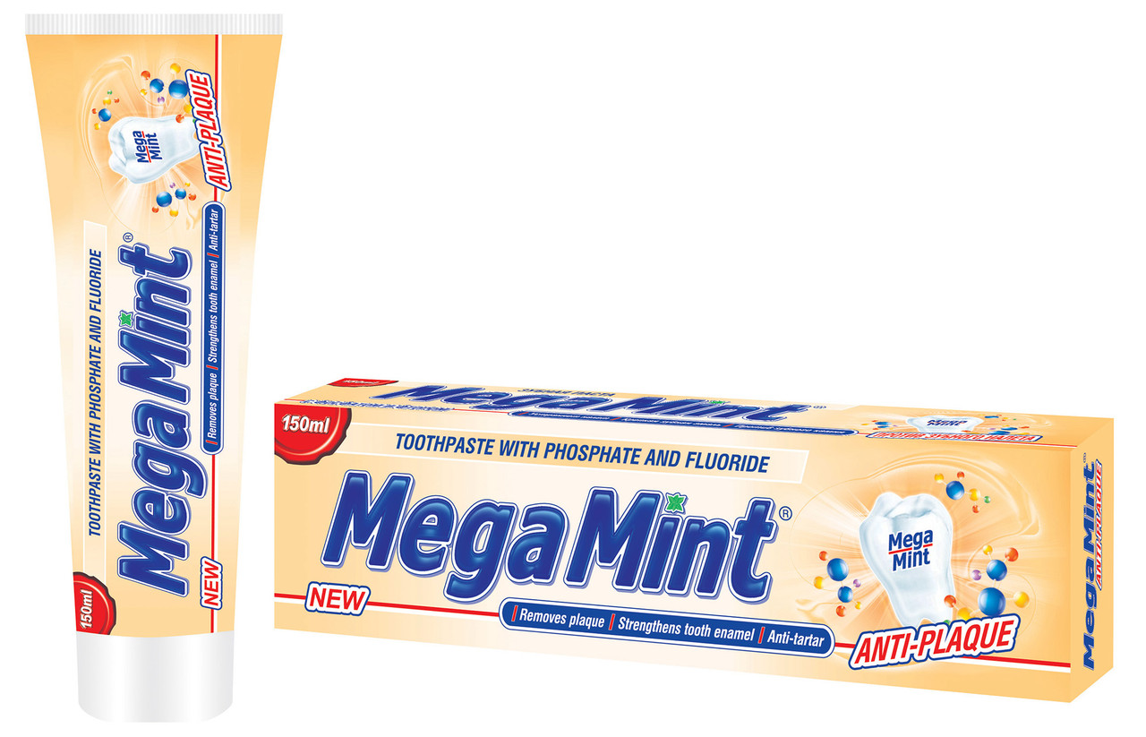 Зубна паста профілактична для захисту емалі та ясен Anti-plaque Mega mint
