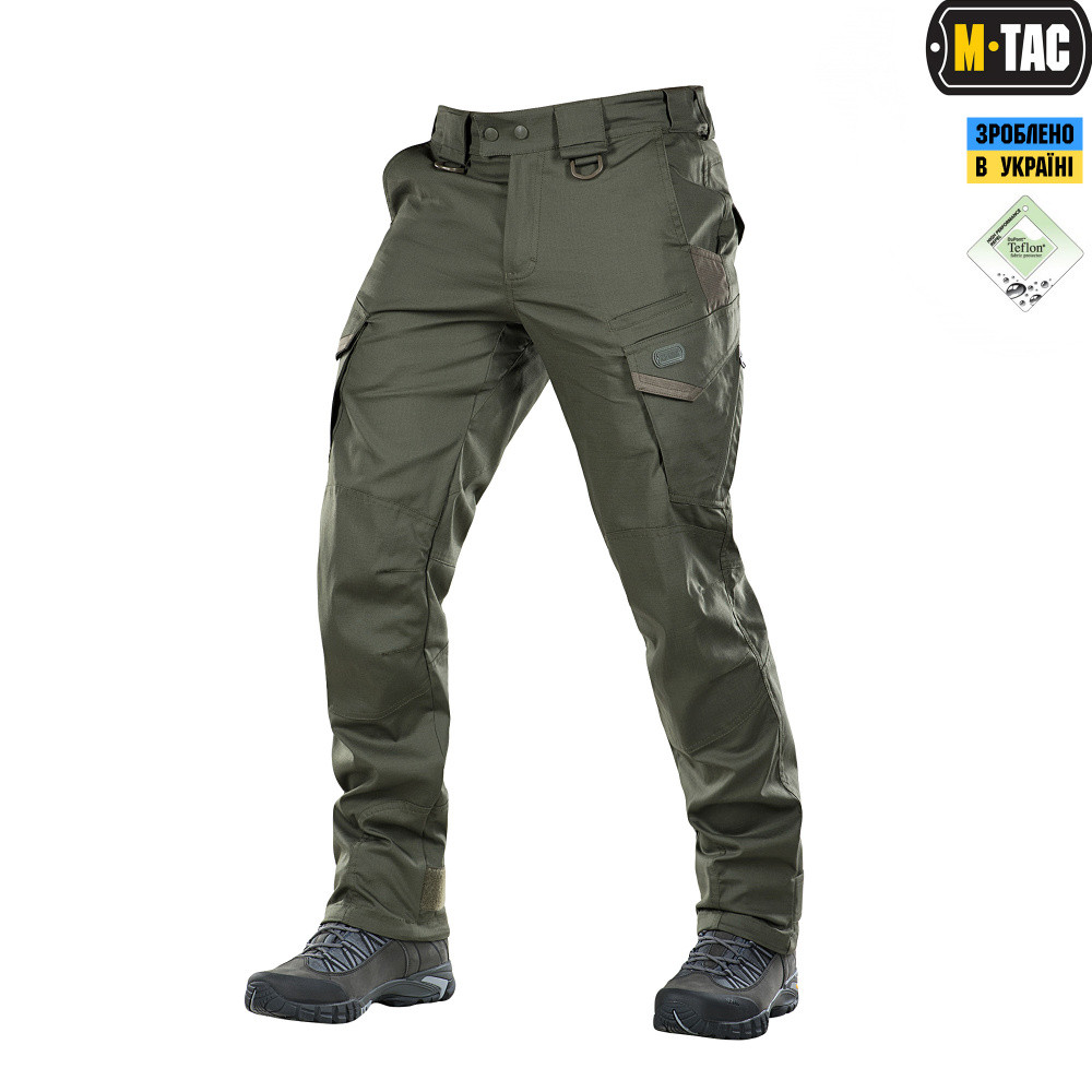 Тактичні чоловічі штани Ріп-стоп із водозахисним просоченням M-Tac Aggressor Gen.II Flex Army Olive 32/34, чоловічий