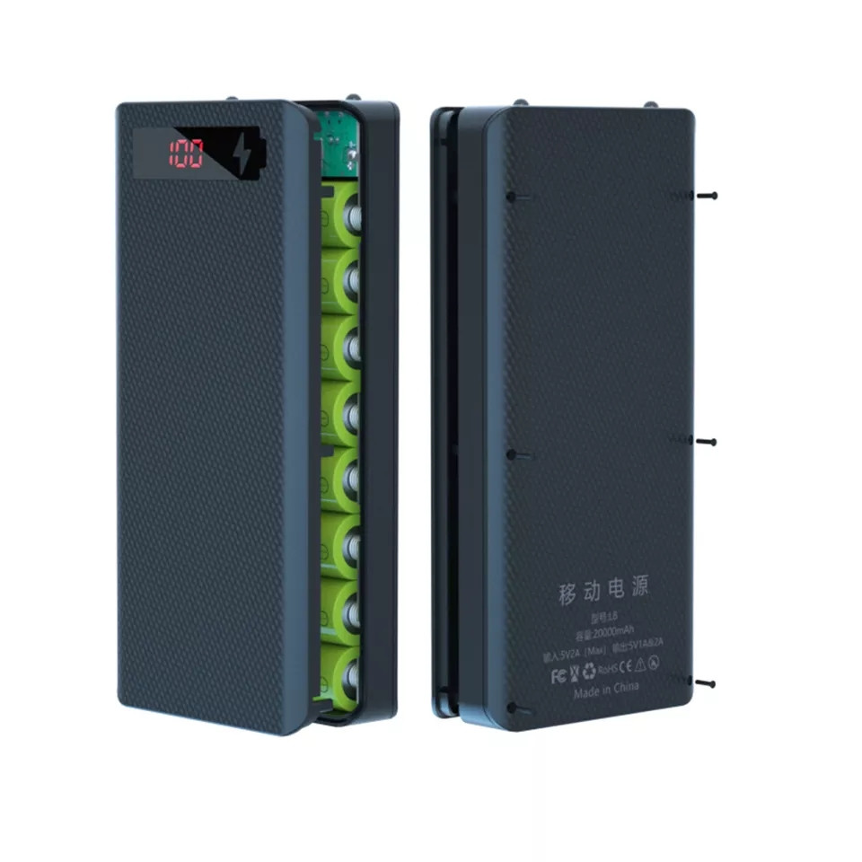 Корпус для повербенка 8х18650 Micro-USB, Type-C + підтримка QC2.0, на болтах